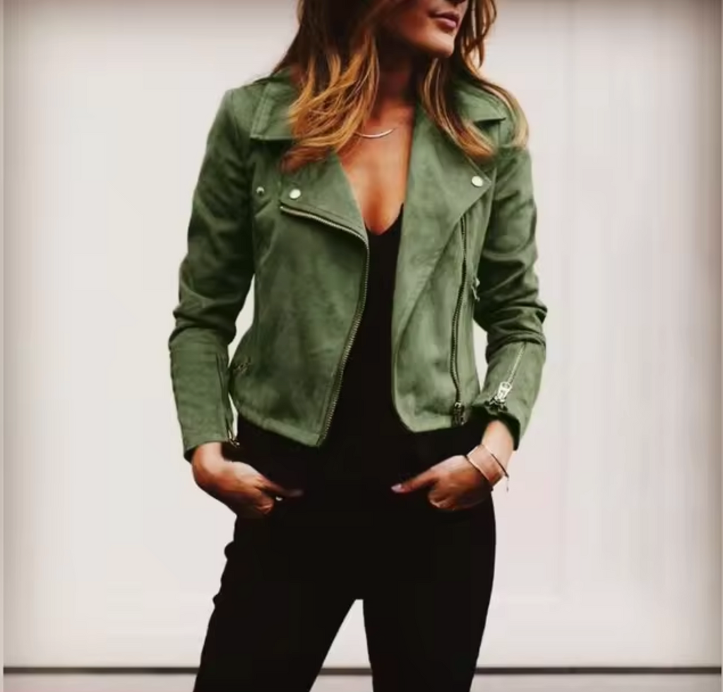 Marielle | Chaqueta motera corta efecto ante