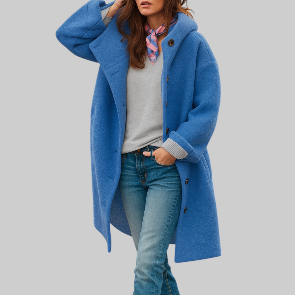 Freja | Abrigo midi con capucha y botones