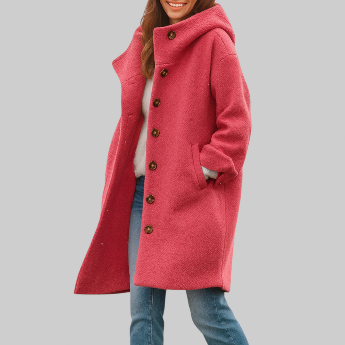 Freja | Abrigo midi con capucha y botones