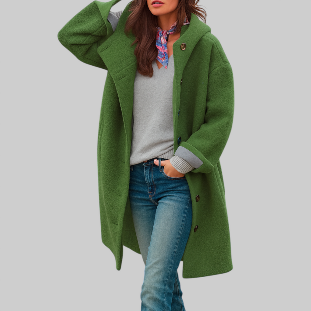 Freja | Abrigo midi con capucha y botones