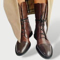Elena | Botas de piel con cordones y caña media