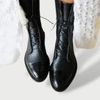 Elena | Botas de piel con cordones y caña media
