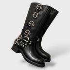 Alexa | Botas camperas altas de piel con hebillas