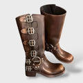Alexa | Botas camperas altas de piel con hebillas