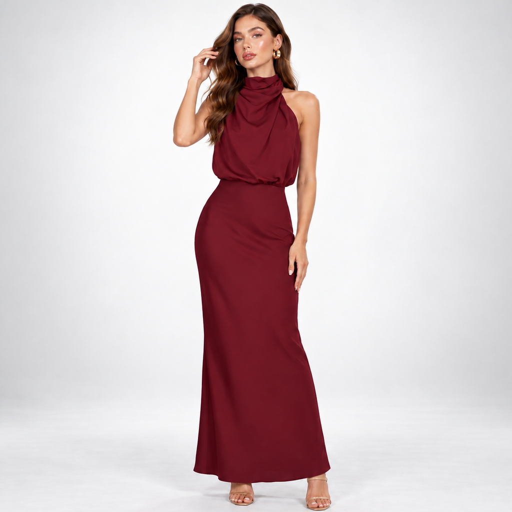 Evelyn | Vestido largo de noche con cuello halter