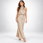 Evelyn | Vestido largo de noche con cuello halter