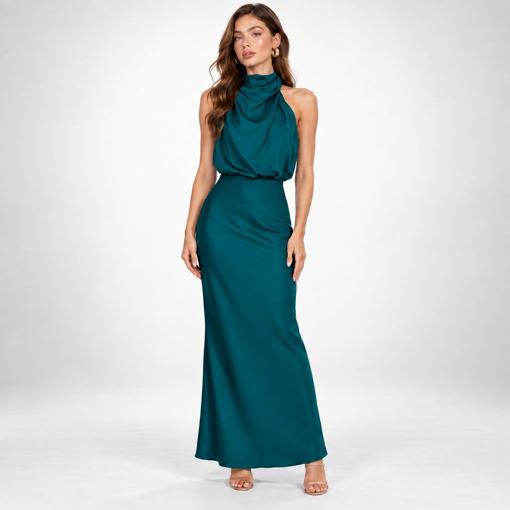 Evelyn | Vestido largo de noche con cuello halter