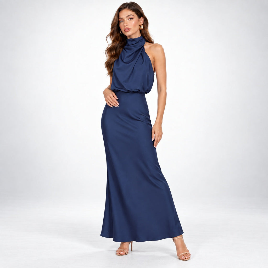 Evelyn | Vestido largo de noche con cuello halter