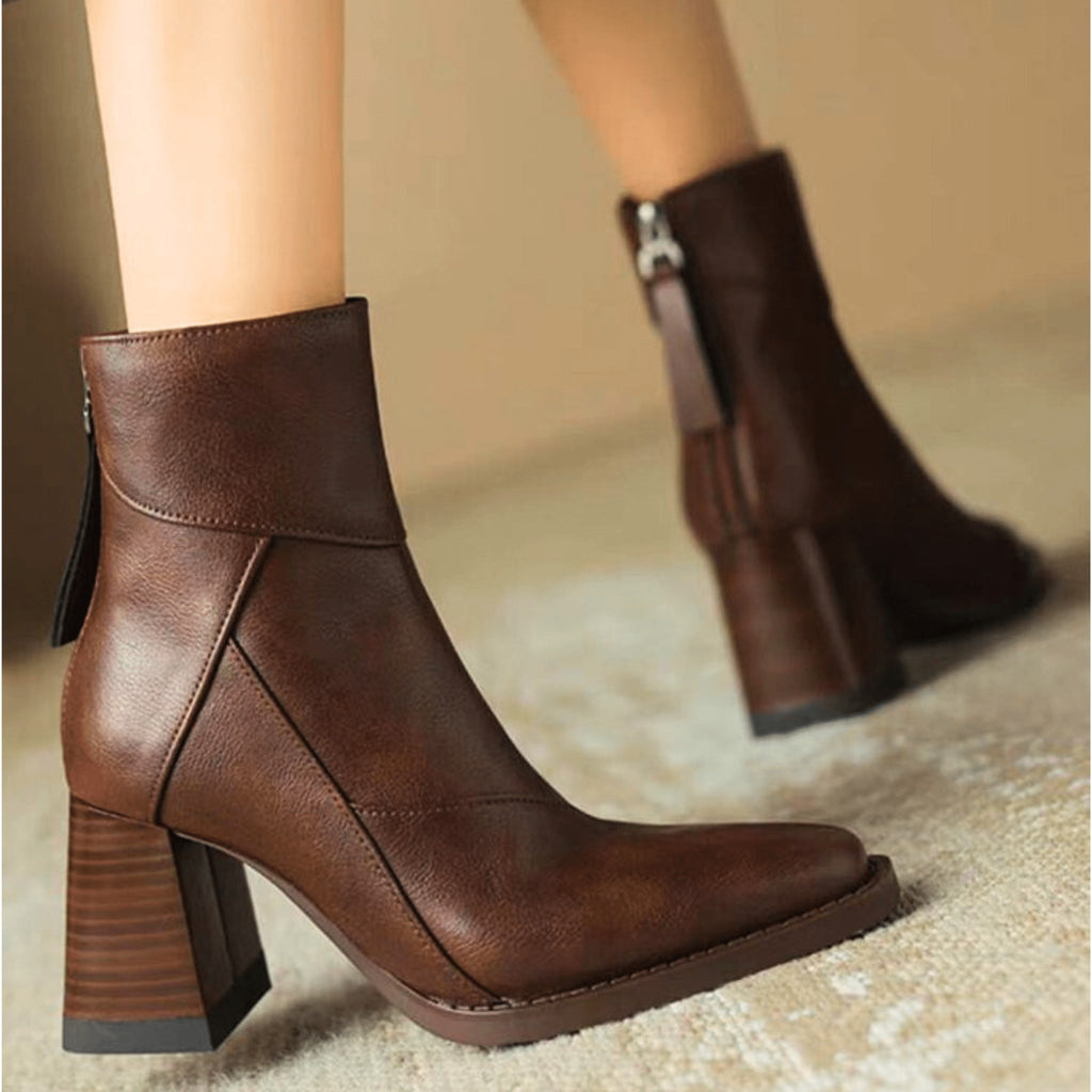Alyssa | Botines de tacón ancho con cremallera
