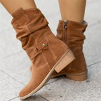 Delaney | Botas planas de ante con hebilla