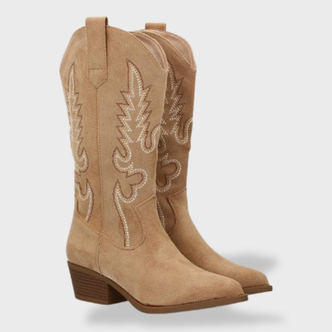 Melody | Botas cowboy altas de ante con bordado