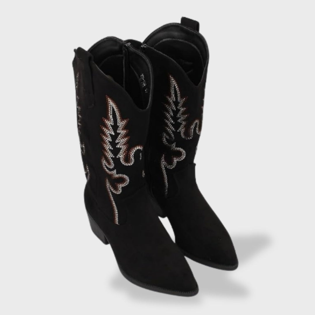Melody | Botas cowboy altas de ante con bordado