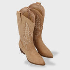 Melody | Botas cowboy altas de ante con bordado