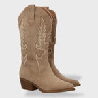 Melody | Botas cowboy altas de ante con bordado