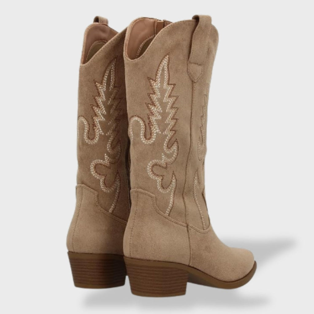Melody | Botas cowboy altas de ante con bordado