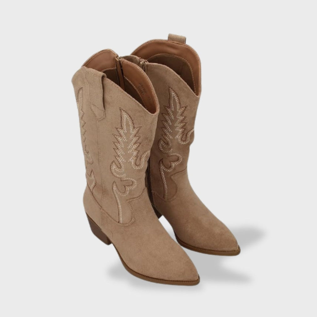 Melody | Botas cowboy altas de ante con bordado