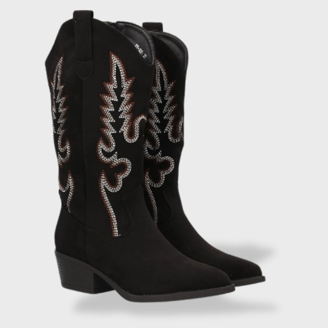 Melody | Botas cowboy altas de ante con bordado