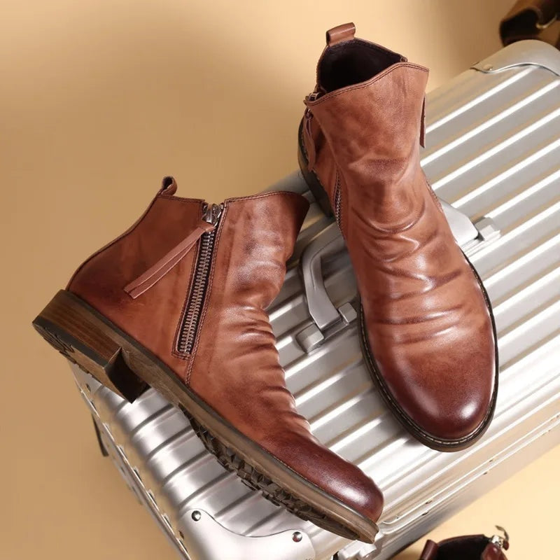 Caleb | Botines chelsea de piel con cremallera